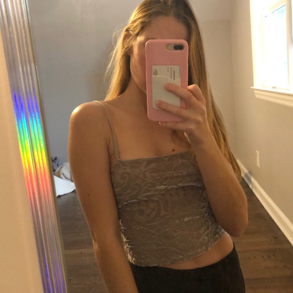Velvet purple/beige crop top
